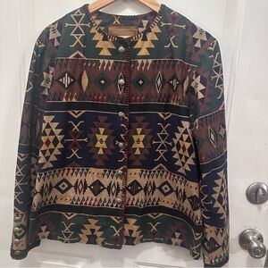 Vintage Aztec Pattern Button Down Shirt